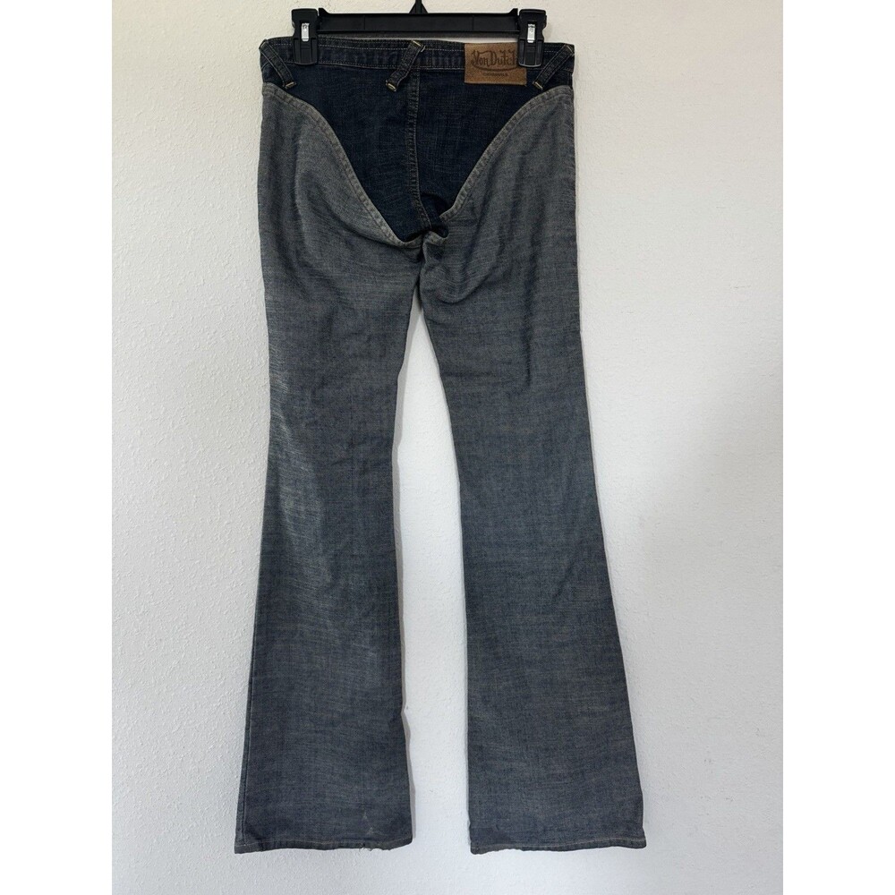 Vintage Y2K Von Dutch Jeans Women’s 26 Two Tone Low Rise Chaps Style Western - Picture 4 of 15